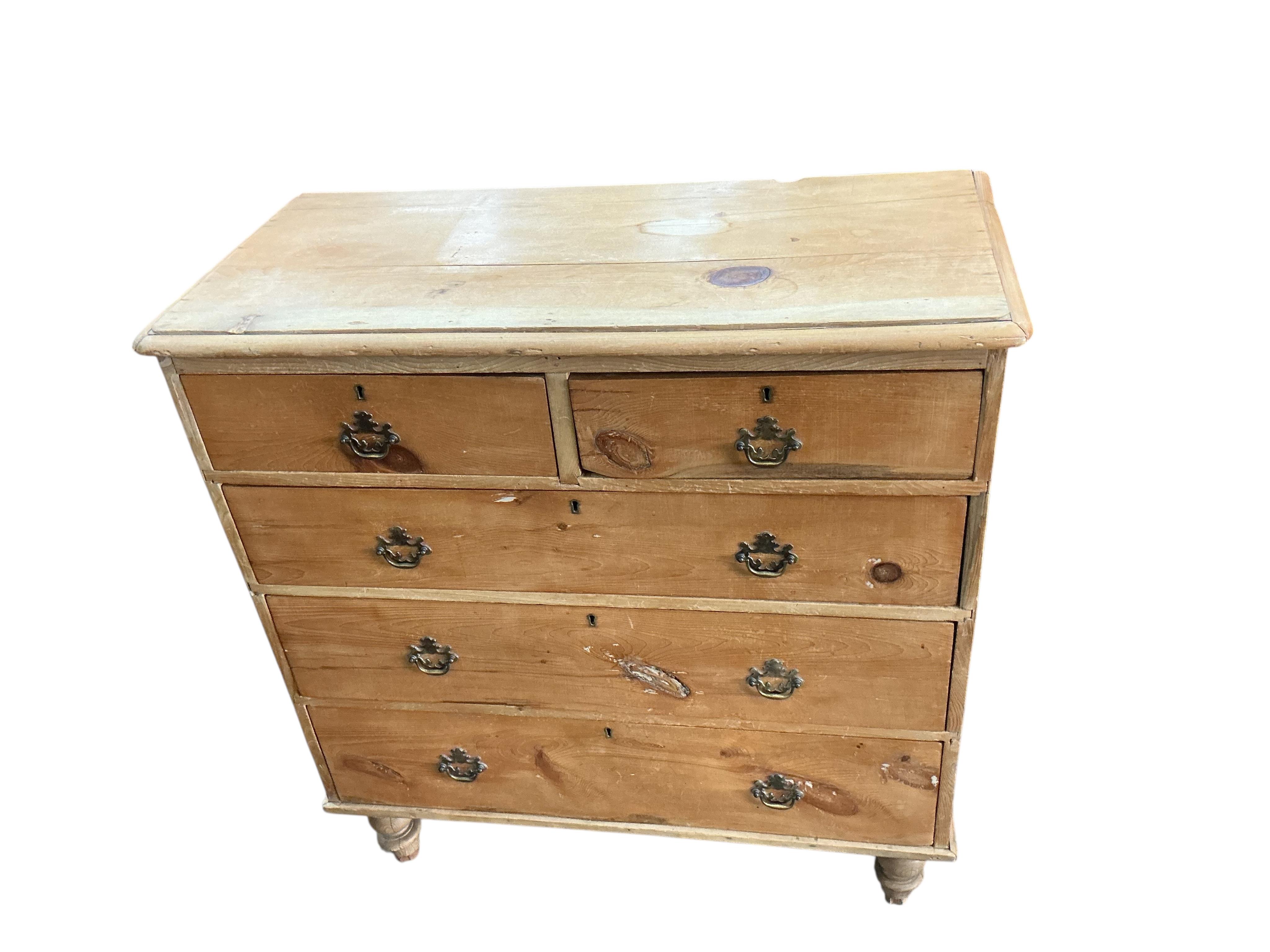 A Victorian pine chest, width 94cm, depth 43cm, height 98cm